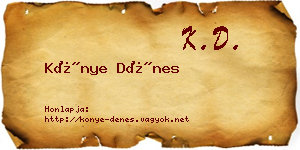 Könye Dénes névjegykártya