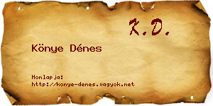 Könye Dénes névjegykártya